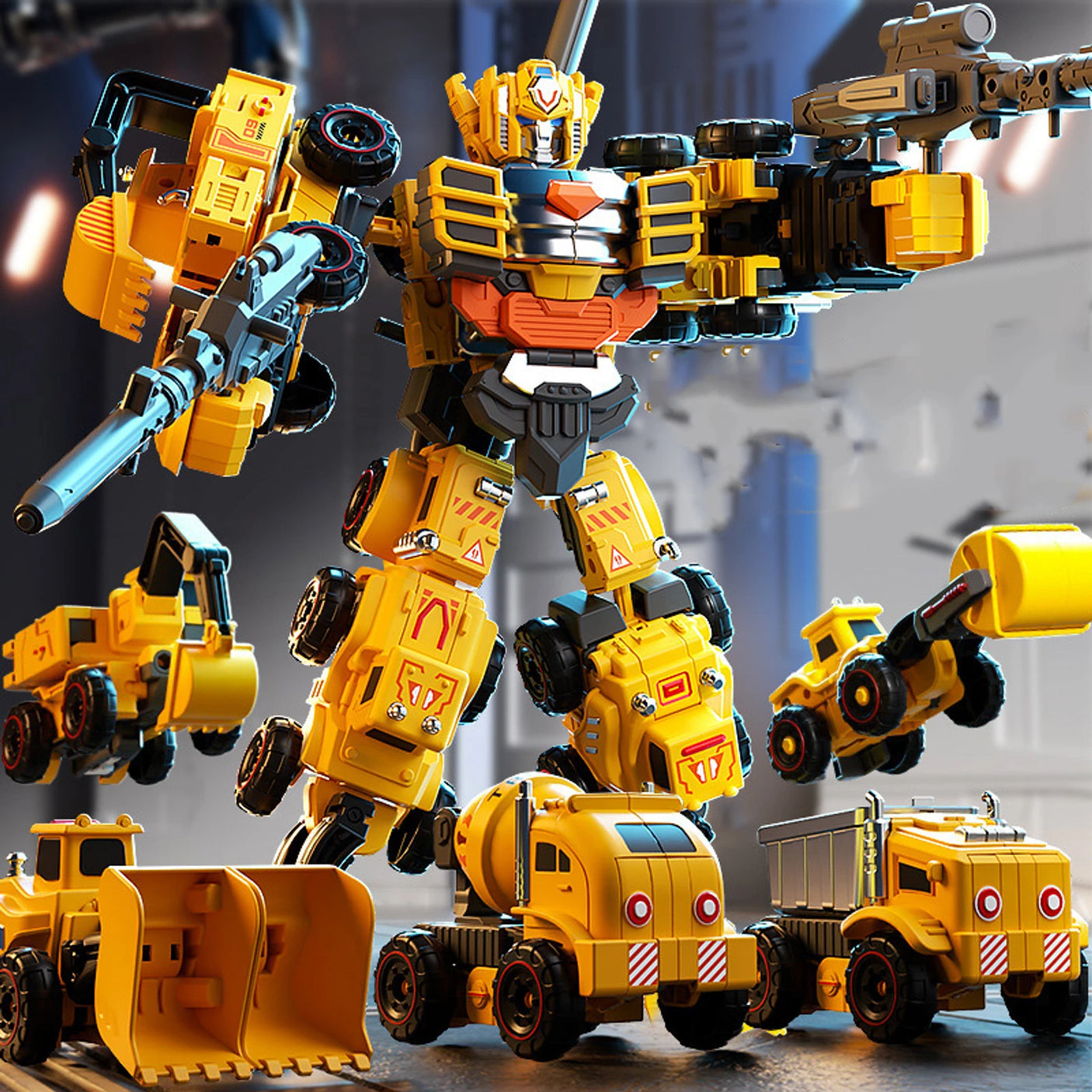 Transformer građevinske mašine u obliku robota i vozila