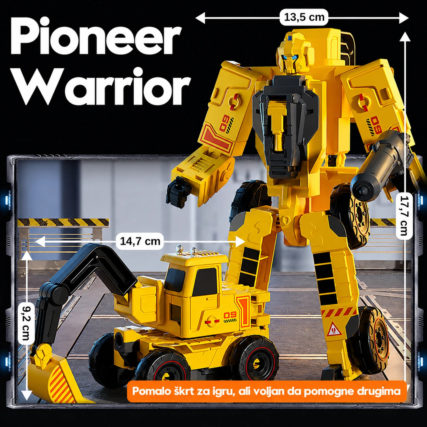 Dimenzije Transformer Excavator bagera i robota