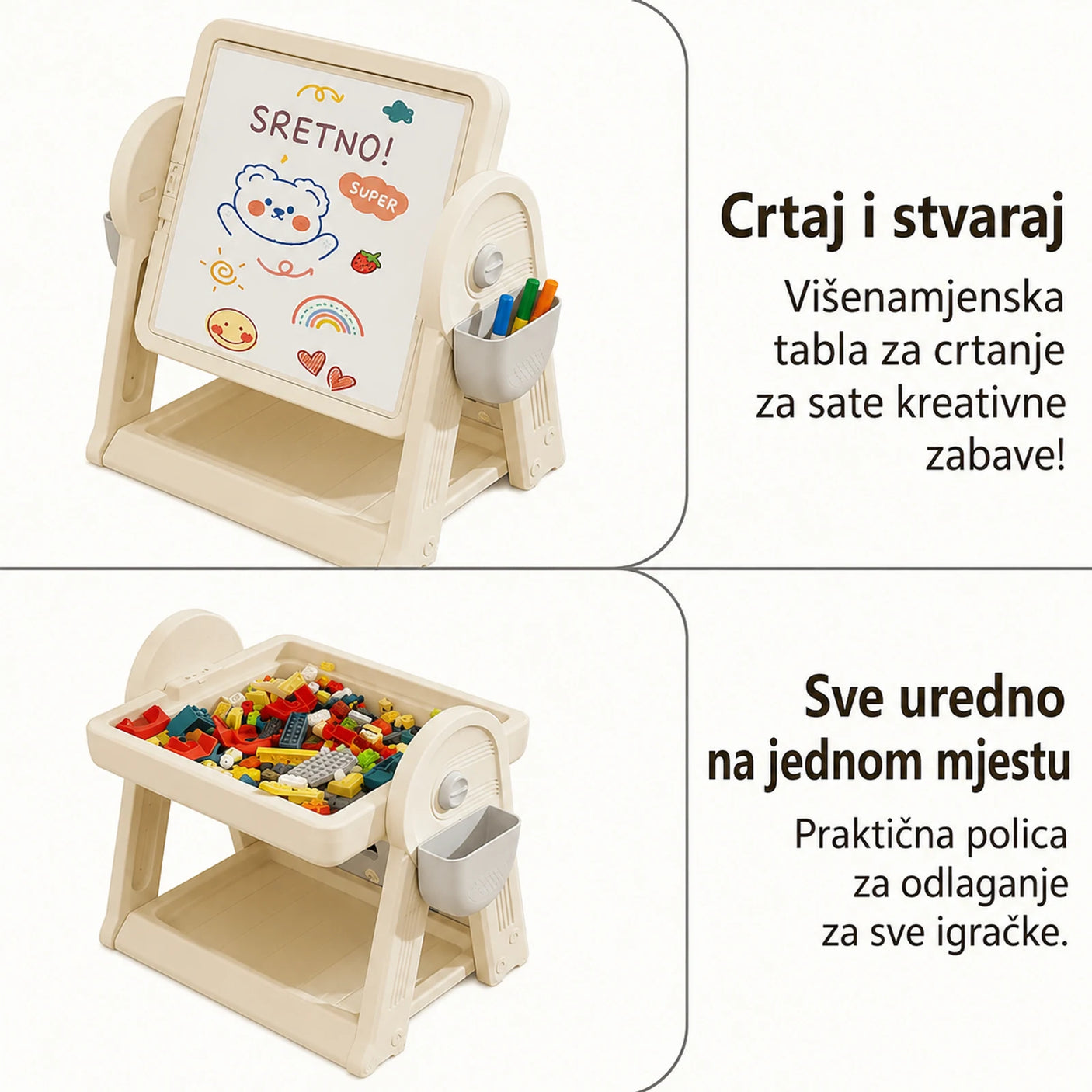 Tabla za crtanje i spremnik za kockice