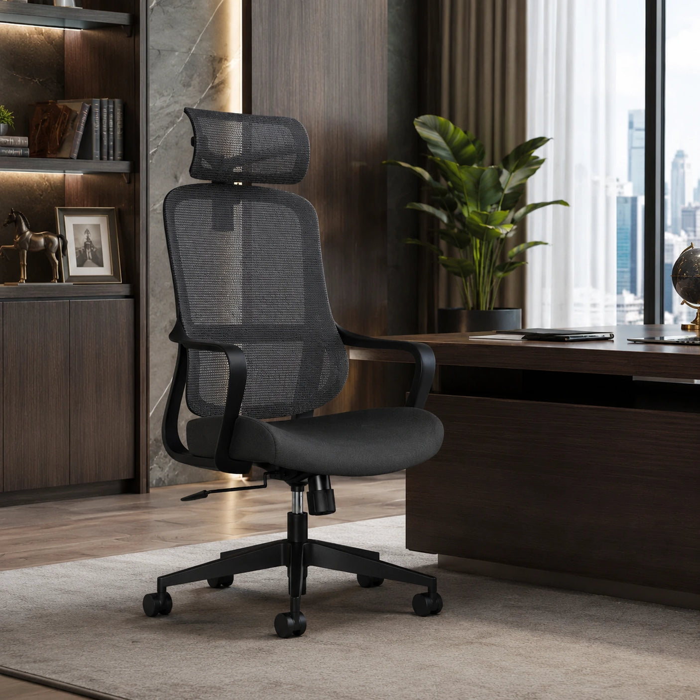AMPLE ergonomska mesh kancelarijska stolica crna u prostoru