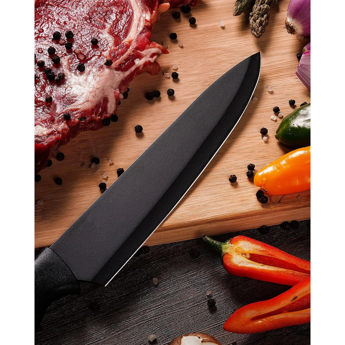 ONYX crni chef nož na dasci