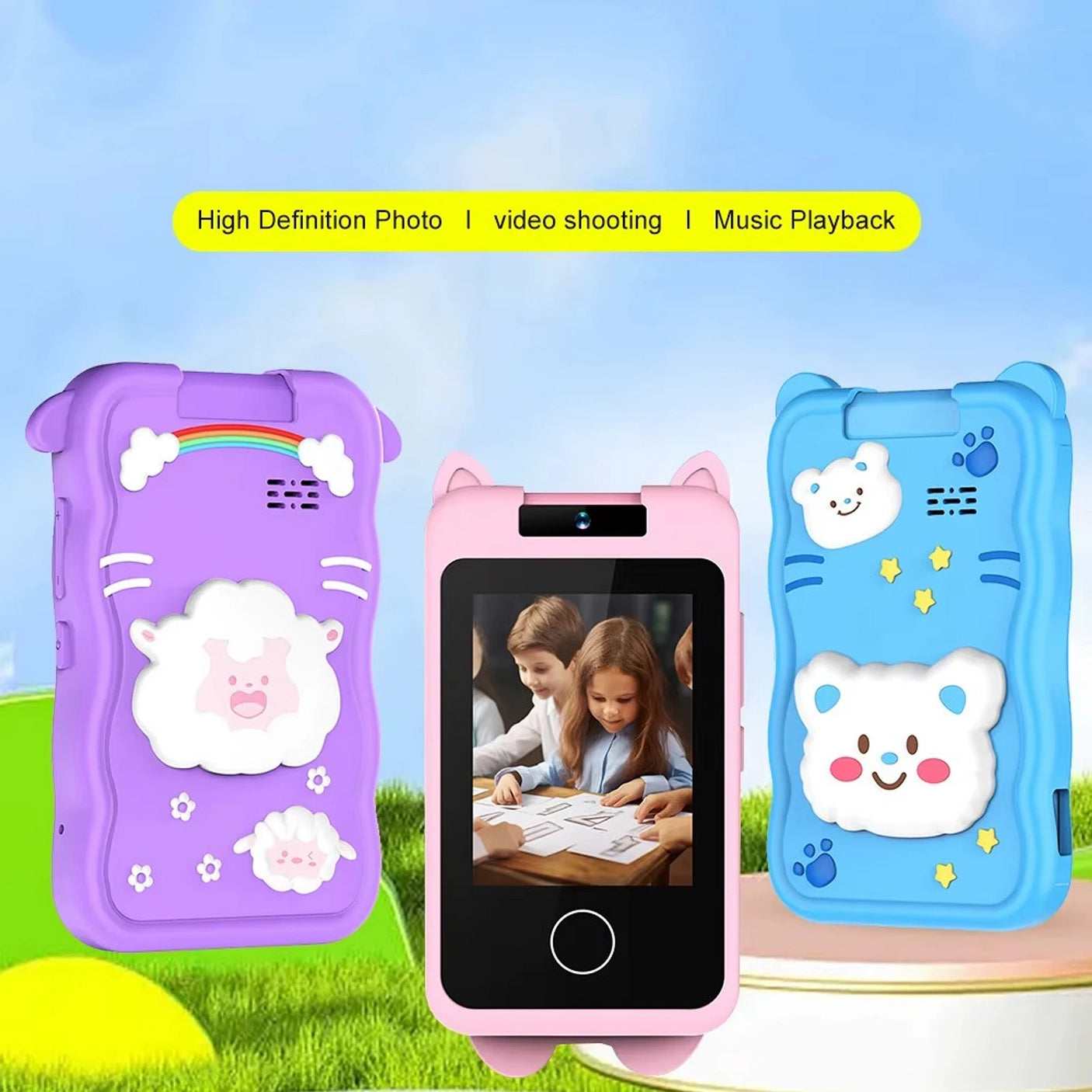 Dječiji digitalni fotoaparat telefon u ljubičastoj, rozoj i plavoj boji