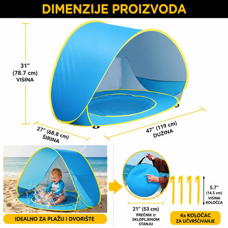 Dimenzije dječijeg pop-up šatora sa bazenčićem