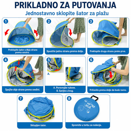 Uputstvo za sklapanje pop-up šatora za plažu
