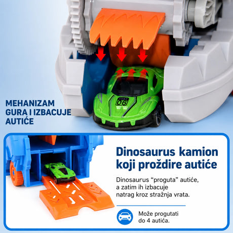 Mehanizam TREX dinosaur kamiona koji uvlači i izbacuje autiće