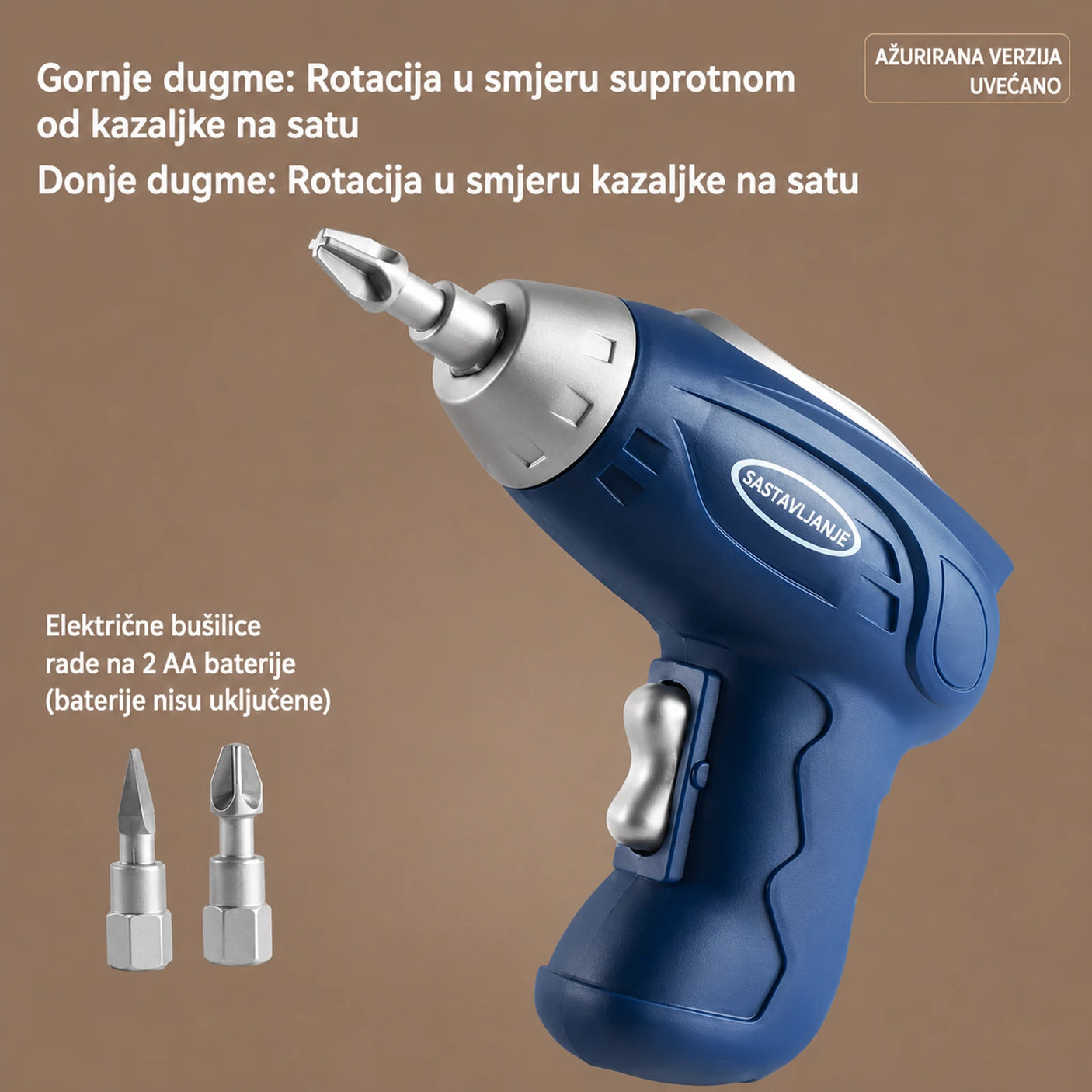 Električna igračka-bušilica s dva smjera rotacije