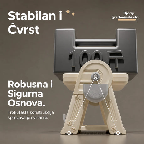 Stabilna trokutasta konstrukcija dječijeg stola