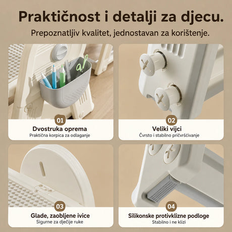 Zaobljene ivice protuklizne podloge i kutijica za pribor