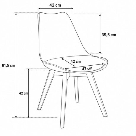 RIVA trpezarijska stolica sketch dimenzije