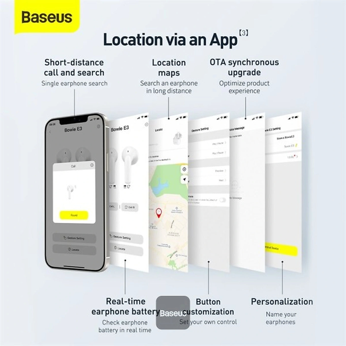 BASEUS Bowie E3 povezivanje i lokacija putem aplikacije