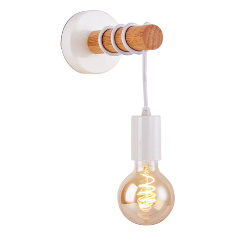 Zidna lampa E27 drvo i metal bijela